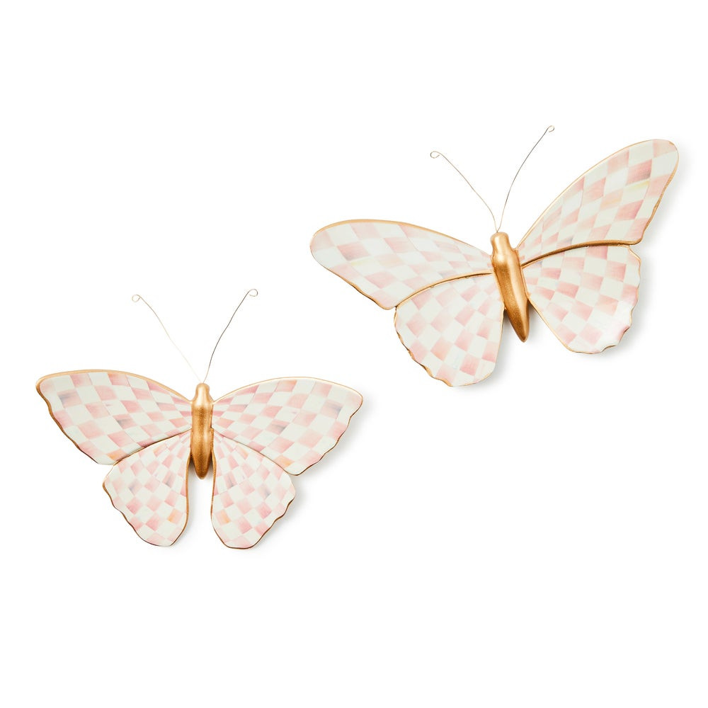 Rosy Check Wall Decor Butterfly Duo | MacKenzie-Childs