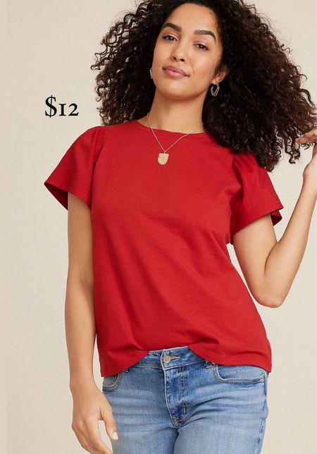 $12 Maurices Woven Flutter Sleeve Tee / work top / work outfit / workwear / dressy look / date night outfit / Memorial Day outfit 

#LTKsalealert #LTKworkwear #LTKover40
