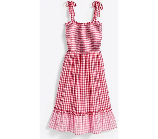 Draper James Taylor Smocked Dress - Pink Gingham - QVC.com | QVC