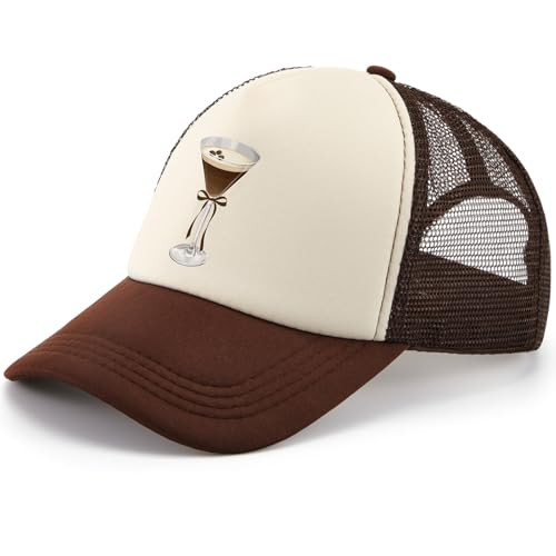 Shyyween 1pcs Vintage Trucker Snapback Hat Espresso Martini Margs Tequila Western Cowboy Funny Cute Trucker Hat for Men Women Brown | Amazon (US)