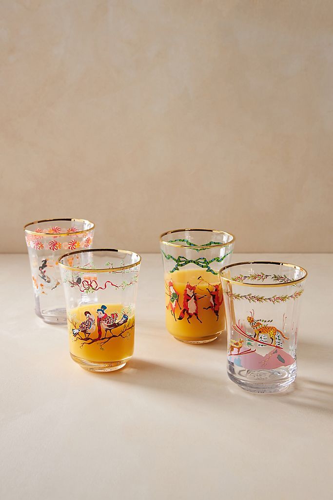Inslee Fariss Twelve Days of Christmas Menagerie Juice Glass | Anthropologie (US)