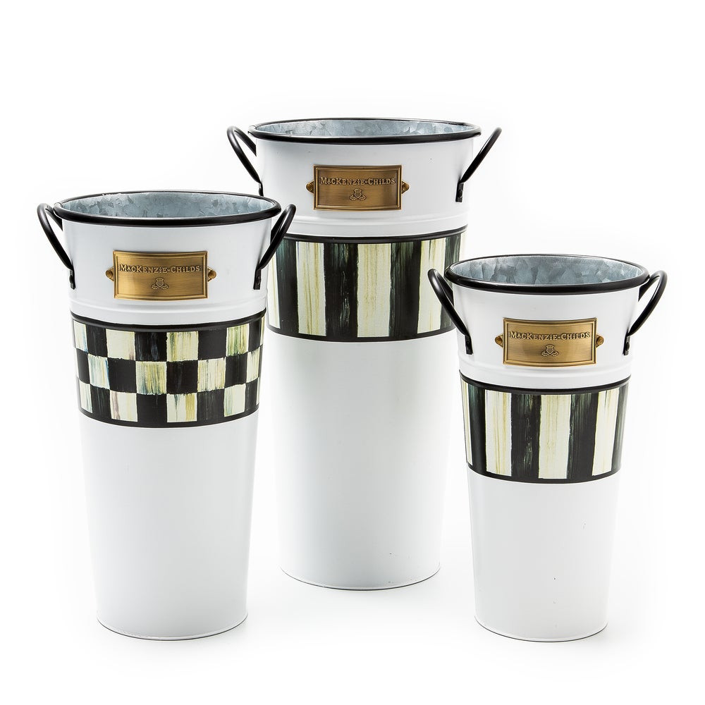 Spectator Galvanized Flower Buckets, Set of 3 | MacKenzie-Childs