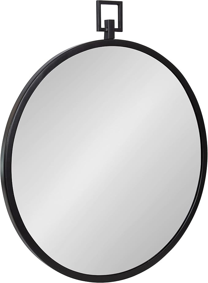 Kate and Laurel Tabb Modern Round Mirror; 24 x 28; Black; Decorative Glam Circle Mirror for Wall | Amazon (US)