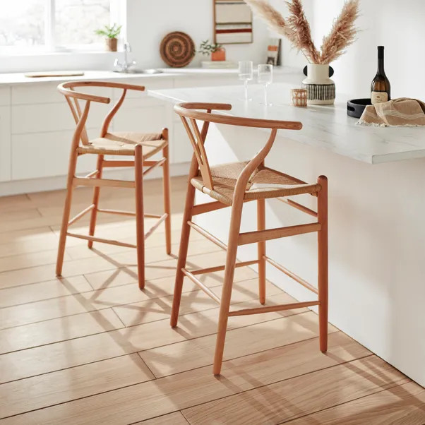 Lara Bar Stool, Beech Wood | Dunelm