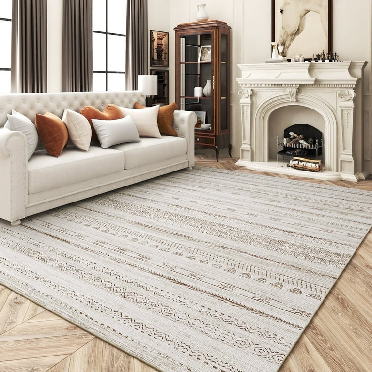 VUNATE 4'x6' Area Rugs for Living Room Washable Rugs Boho Moroccan Area Rug Soft Neutral Geometri... | Walmart (US)