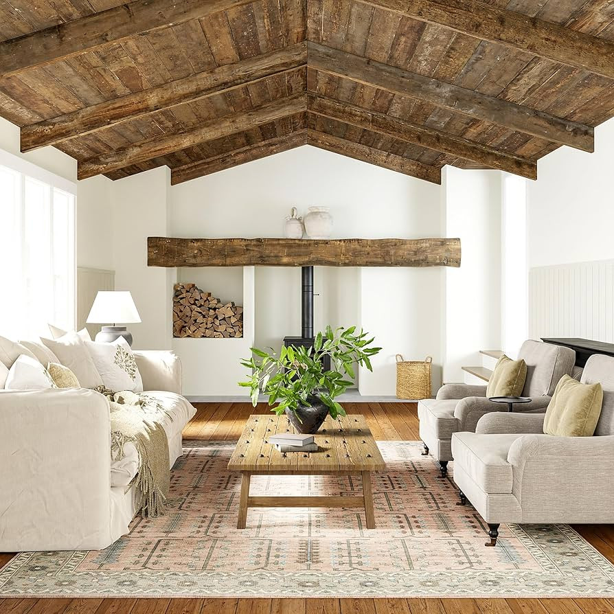 Rugs USA Mythic Peach/Grey, 4' x 6', Hand Woven, Oriental, Wool & Cotton, Soft and Cozy, High Tra... | Amazon (US)