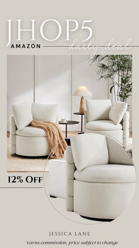 Amazon Daily Deal, save 12% on this gorgeous modern round swivel accent chair. Accent furniture, accent chair, swivel chair, upholstered chair, round swivel chair, living room furniture, Amazon home, Amazon deal

#LTKSaleAlert #LTKHome #LTKStyleTip