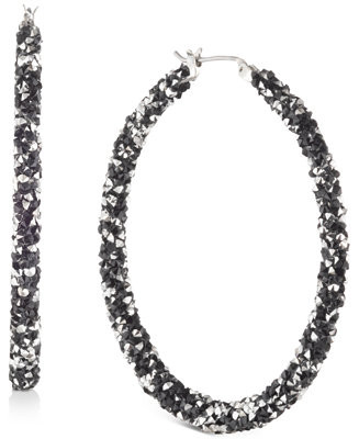 Karl Lagerfeld Paris Crystal Hoop Earrings, 2" - Macy's | Macy's