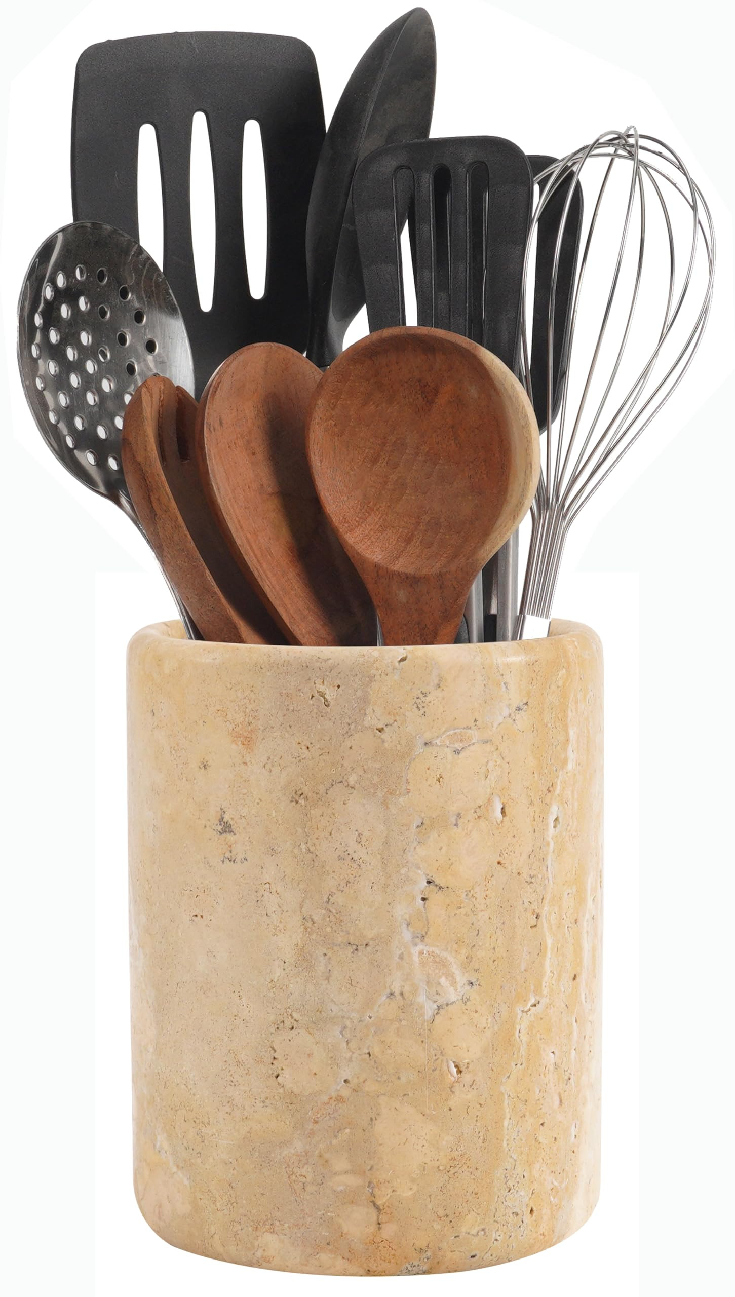Utensil Holder 6.5'' Inches Travertine Handmade Spoon Caddy Countertop - Kitchen Utensil set Orga... | Amazon (US)
