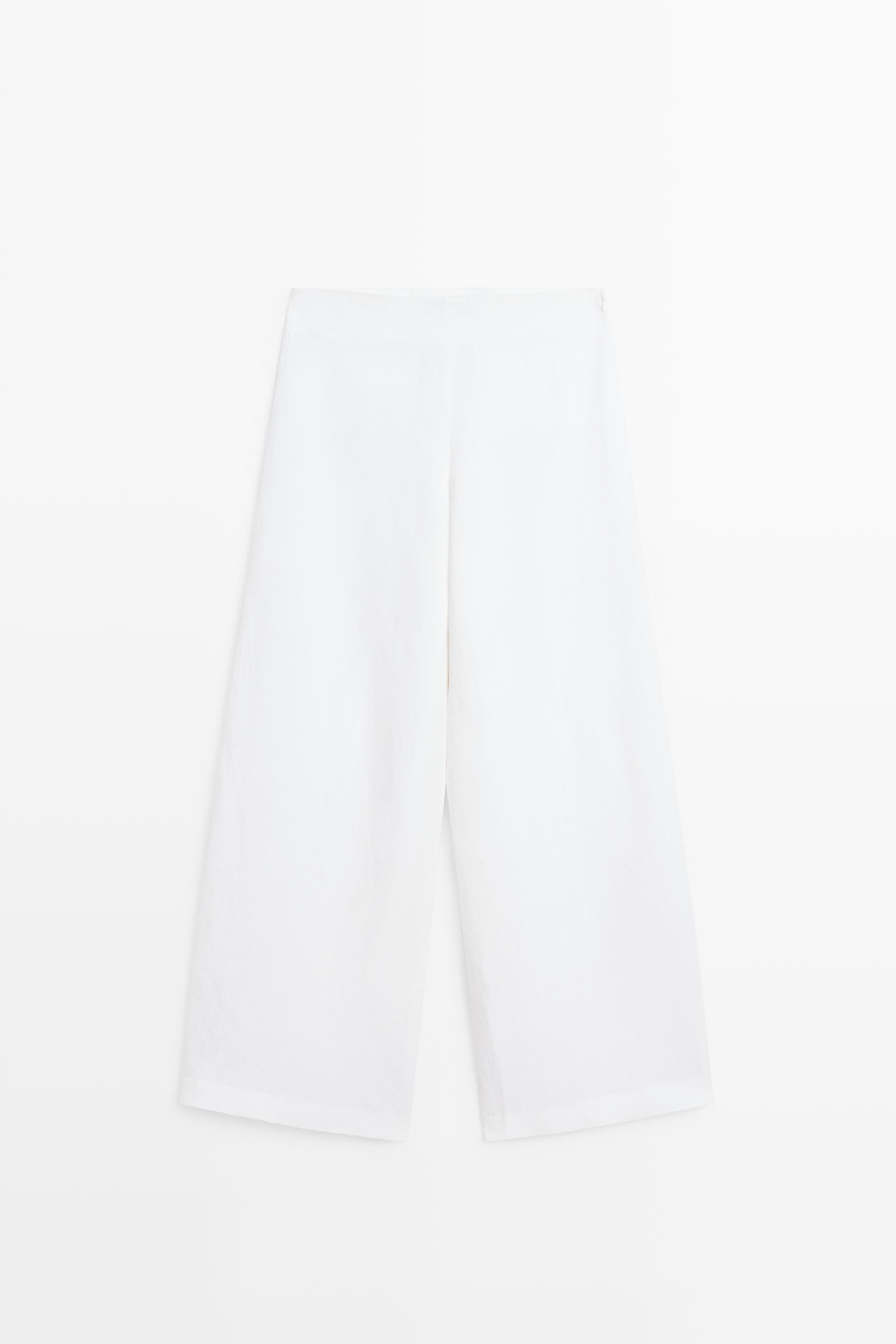 Total look flowing linen blend trousers · White · Trousers | Massimo Dutti | Massimo Dutti US