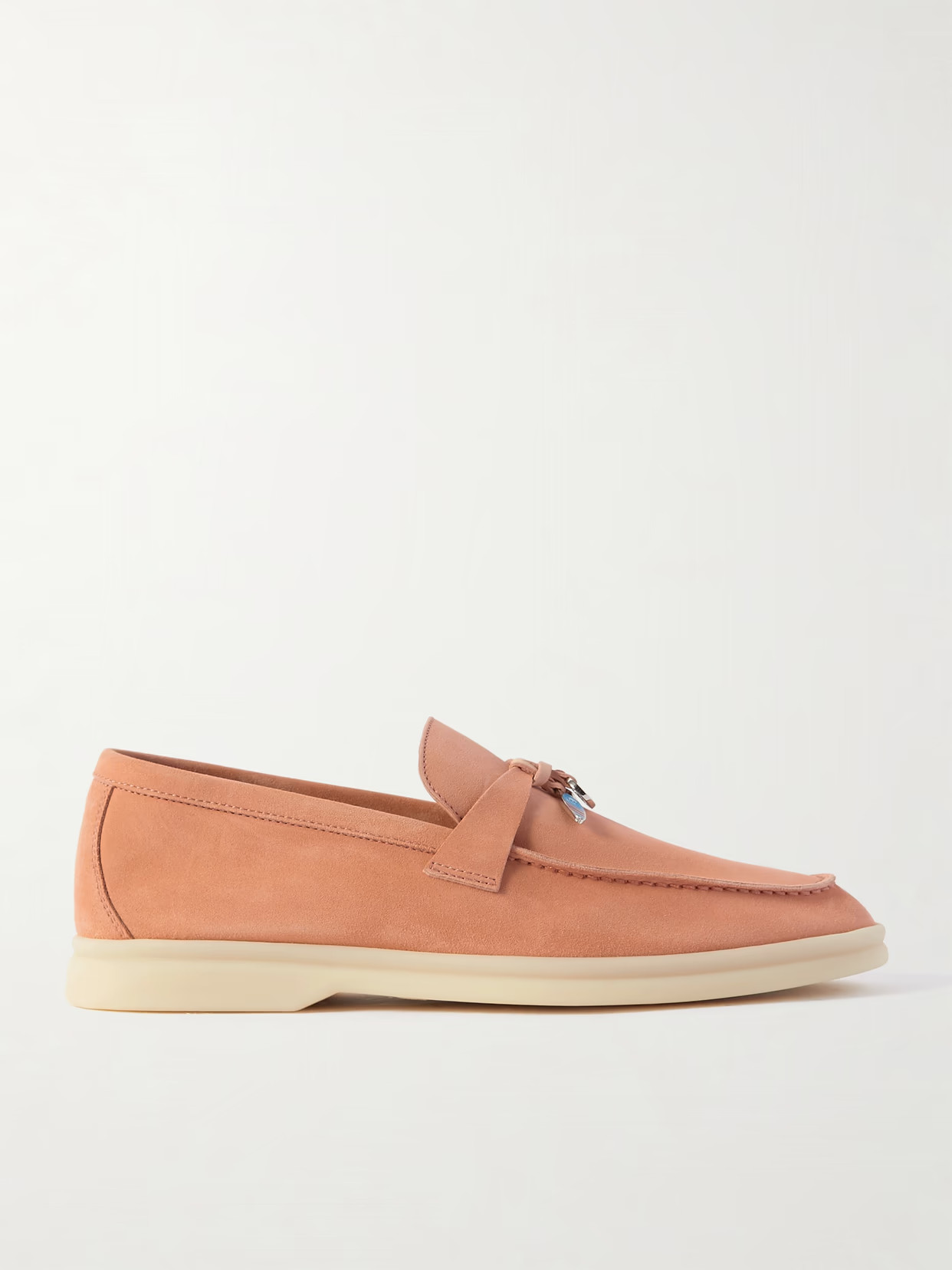Loro Piana - Summer Walk Embellished Suede Loafers - Neutrals | NET-A-PORTER (US)