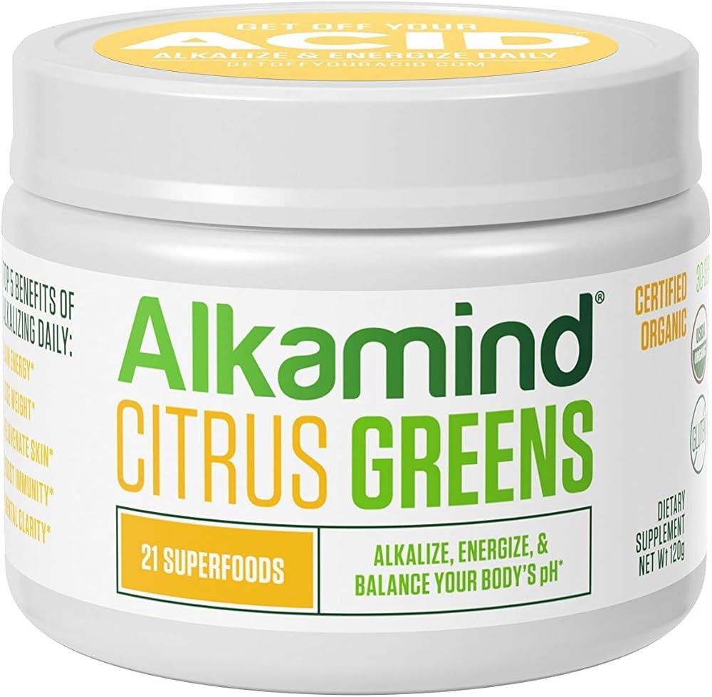 Alkamind Acid-Kicking Greens - GET Off Your Acid with 21 Superfoods to Alkalize & Energize & Balance pH (Citrus - Raw Dehydrated Greens) | Amazon (US)