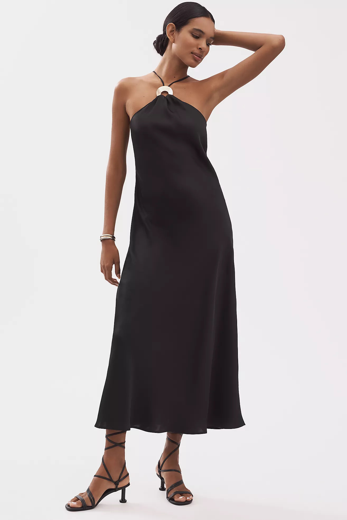 By Anthropologie Halter Slip Midi Dress | Anthropologie (US)