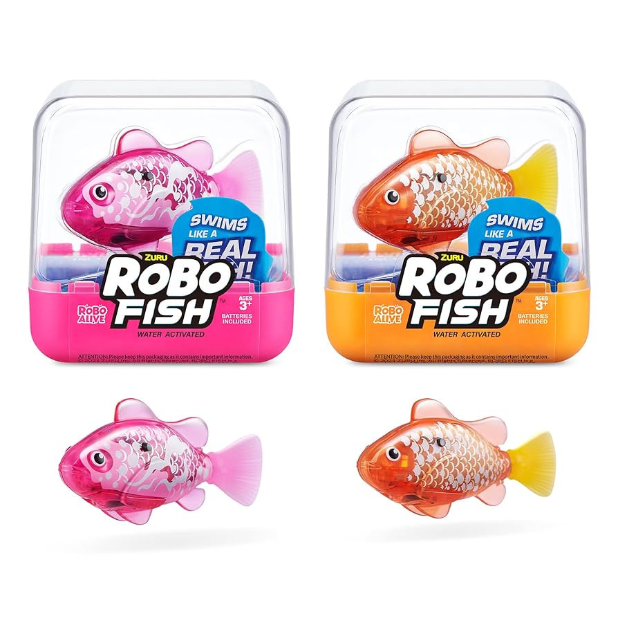 Robo Alive Robo Fish Robotic Swimming Fish (Pink + Golden) by ZURU Water Activated, Changes Color... | Amazon (US)