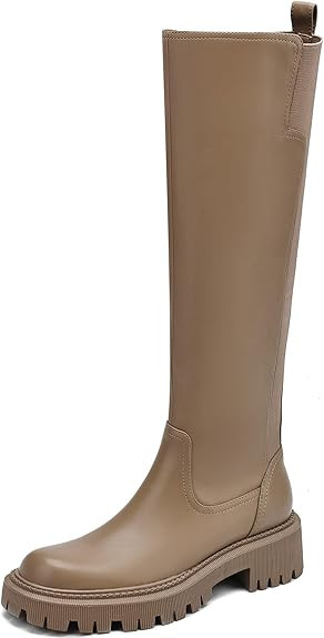 Women's Knee High Boots Fashion Platform Lug Sole Tall Riding Boots Comfortable Stretch Calf Dres... | Amazon (US)