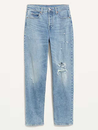 Extra High-Waisted Button-Fly Sky-Hi Straight Ripped Jeans for Women | Old Navy (US)