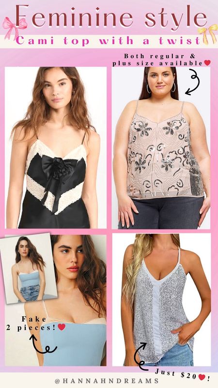 Camisole top has always been the closet’s classic ❤️

Whether you wear it on their own or as the layering piece, it’s always give out the simple yet lowkey sassy look. 

This year, it’s time to level up the cami top game. 

Go for the one with embellishment and laces that are all the rages these days.

Summer spring feminine style, cami top, lace cami top, embellished cami top ❤️❤️❤️

#LTKmidsize #LTKplussize #LTKSeasonal
