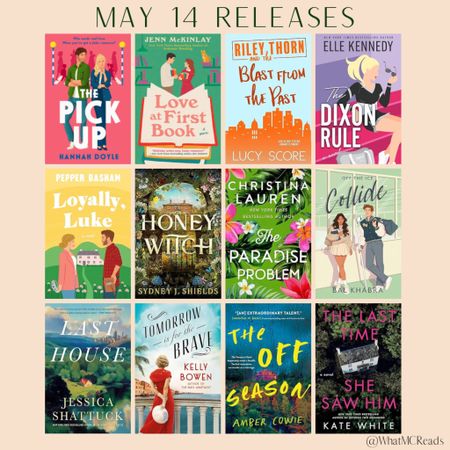 Happy Pub Day to these new releases! 🎉 Which one(s) do you want to add to your TBR List?

🩷 The Pick Up - Hannah Doyle
🩷 Love at First Book - Jenn McKinlay
🩷 Riley Thorn and the Blast from the Past - Lucy Score
🩷 The Dixon Rule - Elle Kennedy
🩷 Loyally, Luke - Pepper Basham
🩷 The Honey Witch - Sydney J. Shields
🩷 The Paradise Problem - Christina Lauren
🩷 Collide - Bal Khalbra
🩷 Last House - Jessica Shattuck
🩷 Tomorrow is for the Brave - Kelly Bowen
🩷 The Off Season - Amber Cowie
🩷 The Last Time She Saw Him - Kate White

new book releases // romance books // romances // suspense thrillers // Elle Kennedy // Christina Lauren // The Paradise Problem // historical romance 

#LTKfindsunder50 #LTKhome #LTKfindsunder100