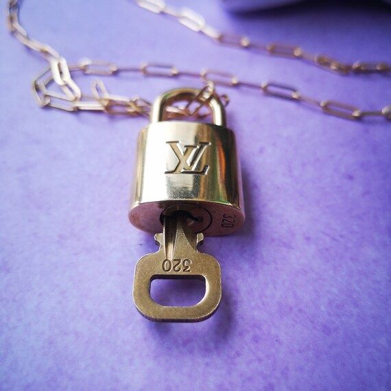 Gold Locket Pendant Necklace Lock Key Charm Necklace Authentic Refurbished Designer Statement Chu... | Etsy (US)