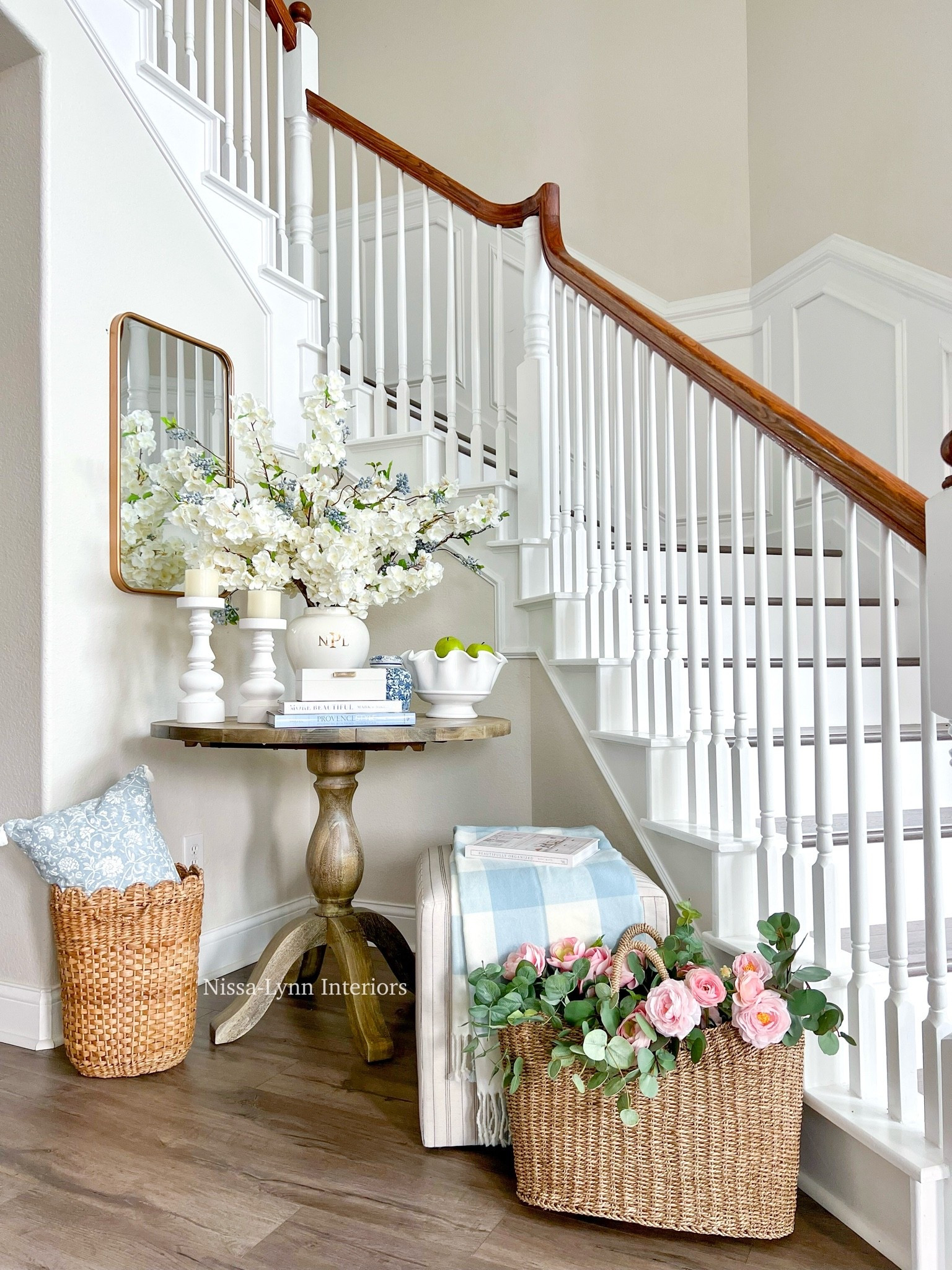 ☀️Let’s decorate the entryway for summer! 
This little nook is one of my favorite places to style. There’s something so inviting about a bright, airy staircase moment filled with fresh florals, woven textures, soft blues, and warm natural wood tones.

☀️Summer decorating doesn’t have to be complicated — sometimes a few seasonal touches are all it takes to make your home feel warm, welcoming, and lived in 🤍

☀️Follow along + type “SUMMER” below for links sent straight to your DMs! 🌿

#SummerDecor #EntrywayDecor #InteriorStyling #CozyHome #NeutralDecor #TraditionalHome

#LTKSeasonal #LTKHome #LTKSaleAlert