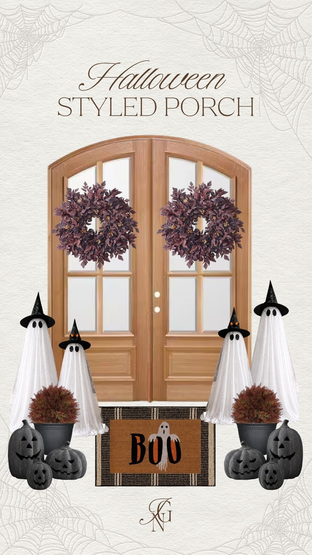 Halloween porch inspo. 👻🖤 Burgundy wreaths, black jack-o’-lanterns and witch-hat ghosts make the front door feel festive and chic.

Halloween porch decor, witch-hat ghosts, burgundy fall wreaths, black jack-o’-lanterns, Halloween doormat, front door decor, Amazon home, Target home

#halloweenporch #halloweendecor #fallporch #frontdoordecor #ghostdecor #halloweenwreath #halloweendoormat #amazonhalloween #targethalloween

#LTKSeasonal #LTKHome