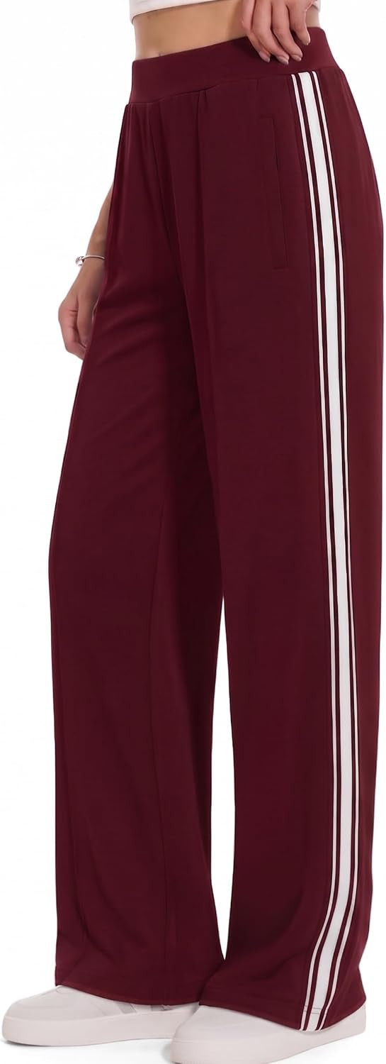 Women's Wide Leg Track Pants High Waisted Stripe Sweatpants | Amazon (US)