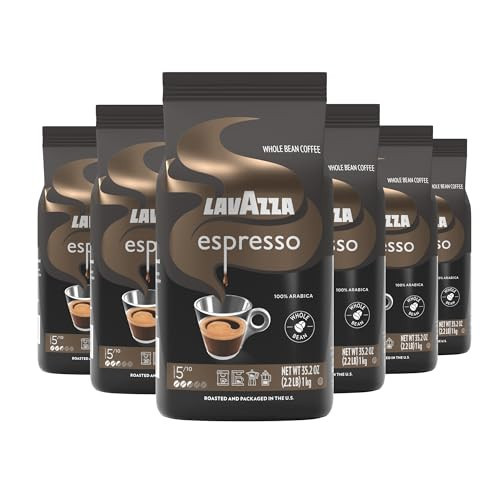 Lavazza Espresso Whole Bean Coffee, Medium Roast, 100% Arabica, 2.2 lb Bag (Pack of 6) | Amazon (US)