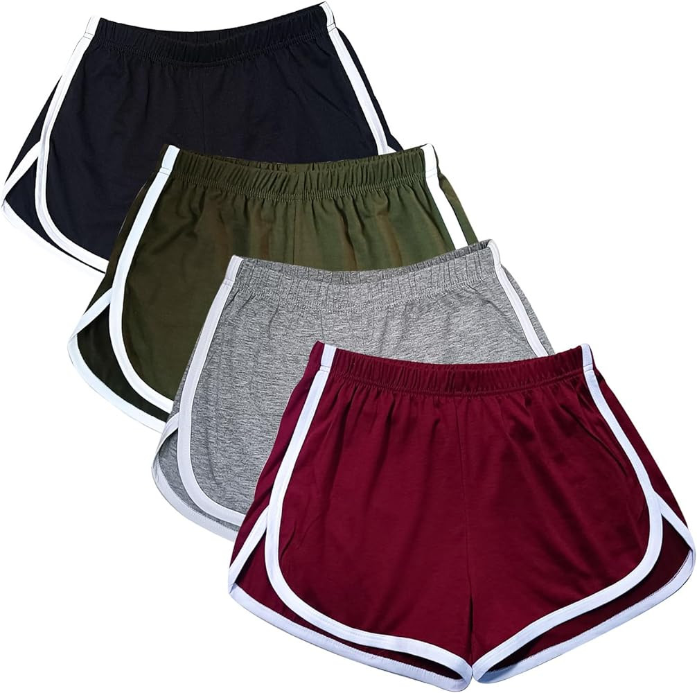 Cameway 4 Pack Women's Cotton Yoga Dance Short Pants Sport Shorts Summer Athletic Cycling Hiking ... | Amazon (US)