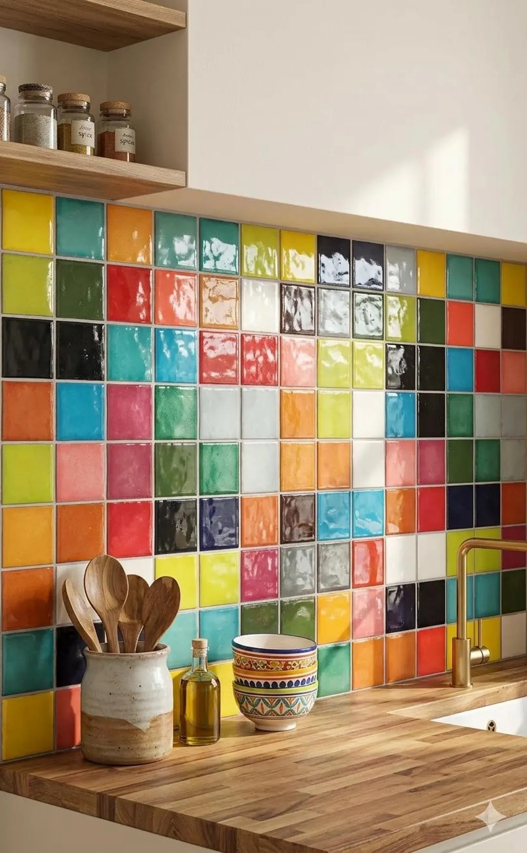 100 Solid Color Mexican Talavera Tiles 1x1” – Handmade Ceramic Mosaic Backsplash, Artisan Til... | Etsy (US)