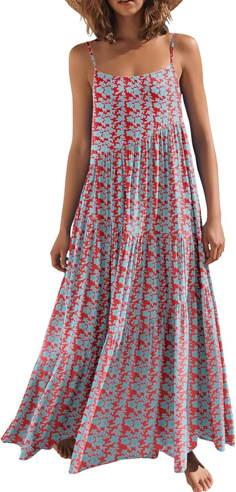 ANRABESS Women Summer Casual Loose Sleeveless Sundress Spaghetti Strap Flowy Boho Linen Beach Vac... | Amazon (US)