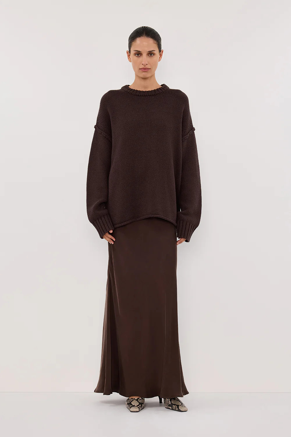 ROY CHOC OVERSIZED LONGLINE KNIT JUMPER | DISSH