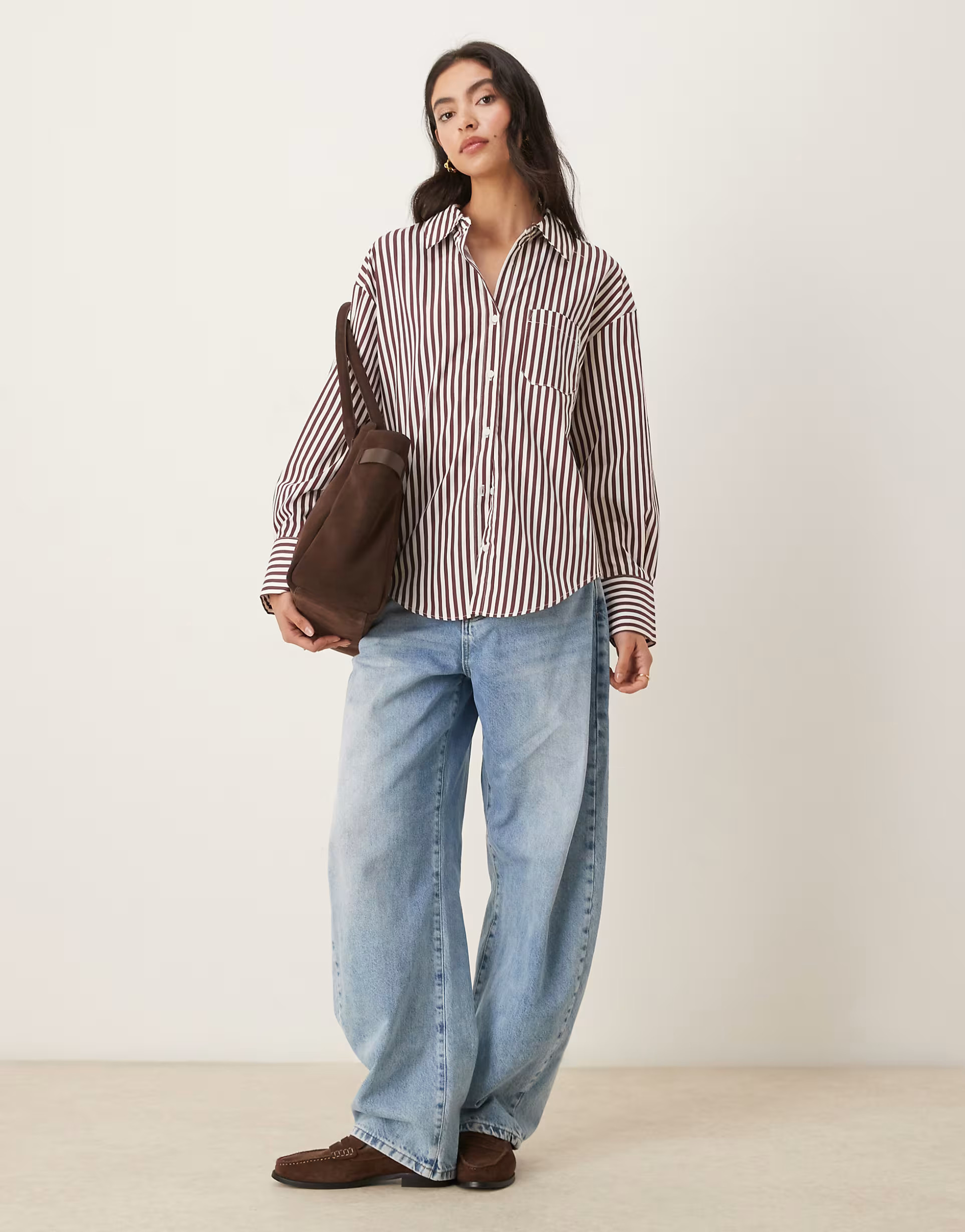 Mango cotton mix structured shirt in burgundy stripe | ASOS | ASOS (Global)
