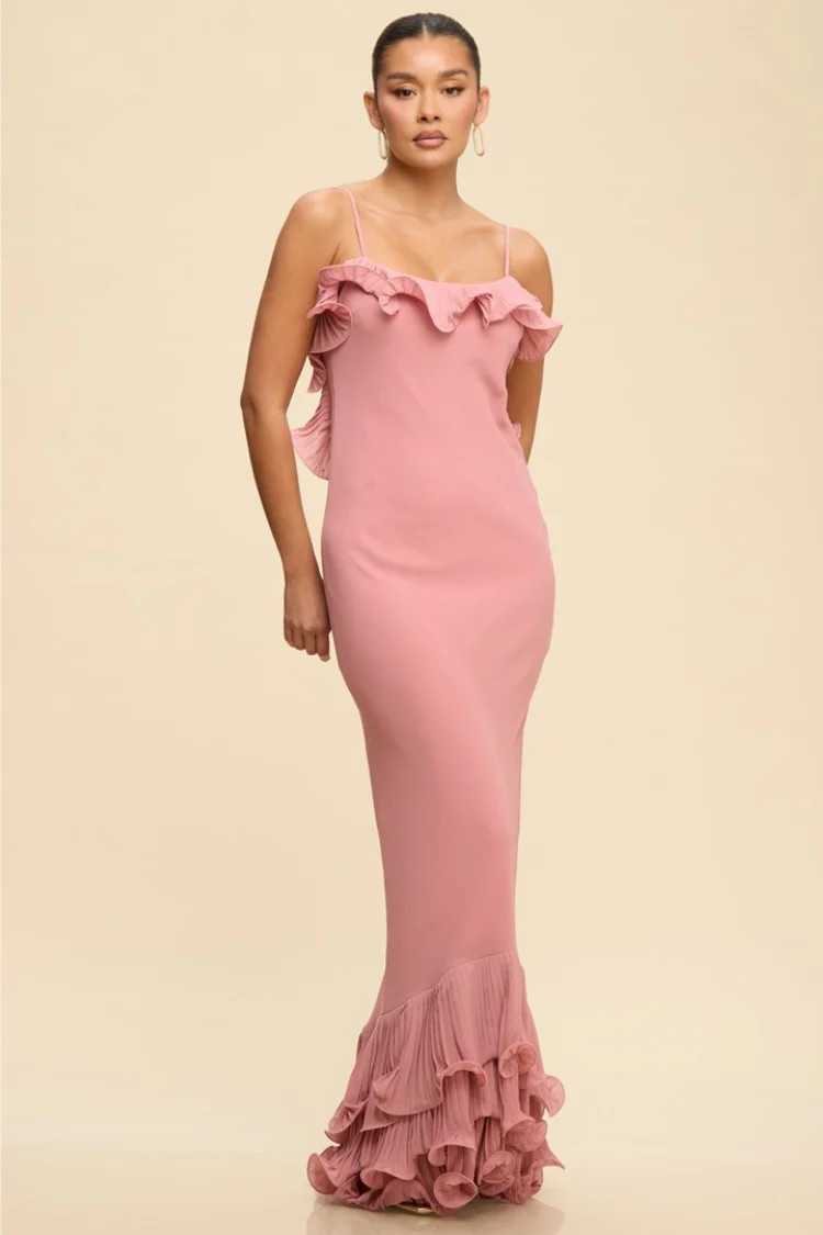 Sloane Ruffle Maxi Dress - Blush | Confête