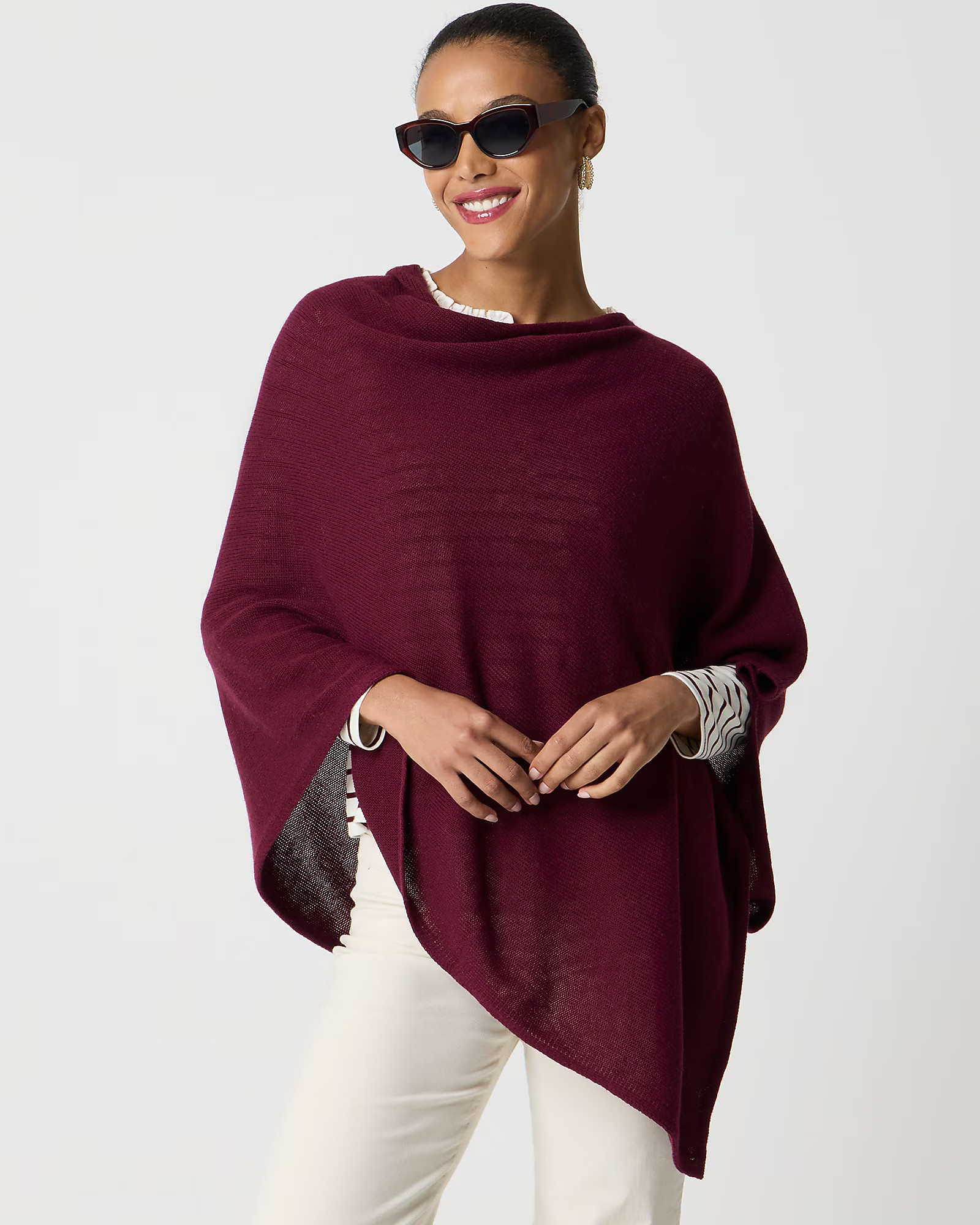 Cotton-blend triangle sweater poncho | J.Crew Factory