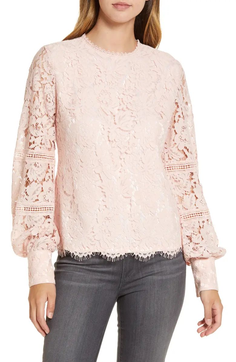 Bishop Sleeve Scalloped Lace Top | Nordstrom