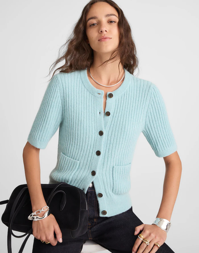 Patch-Pocket Puff-Sleeve Cardigan | Madewell