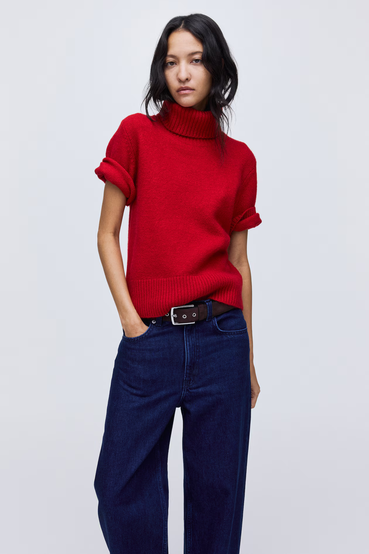 Knit Turtleneck Top - Red - Ladies | H&M US | H&M (US + CA)