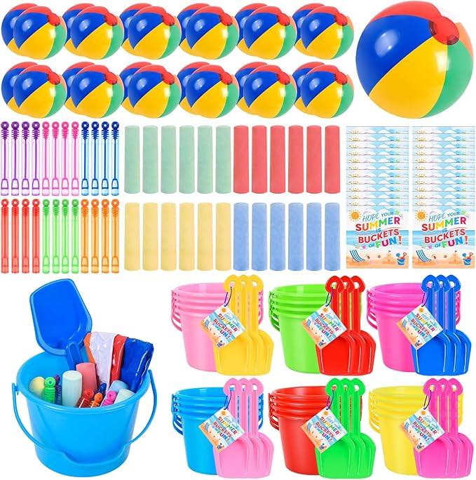 24 Set 144 Pcs Summer Beach Party Favors Pool Party Favors End of Year Gifts included Sand Bucket... | Amazon (US)