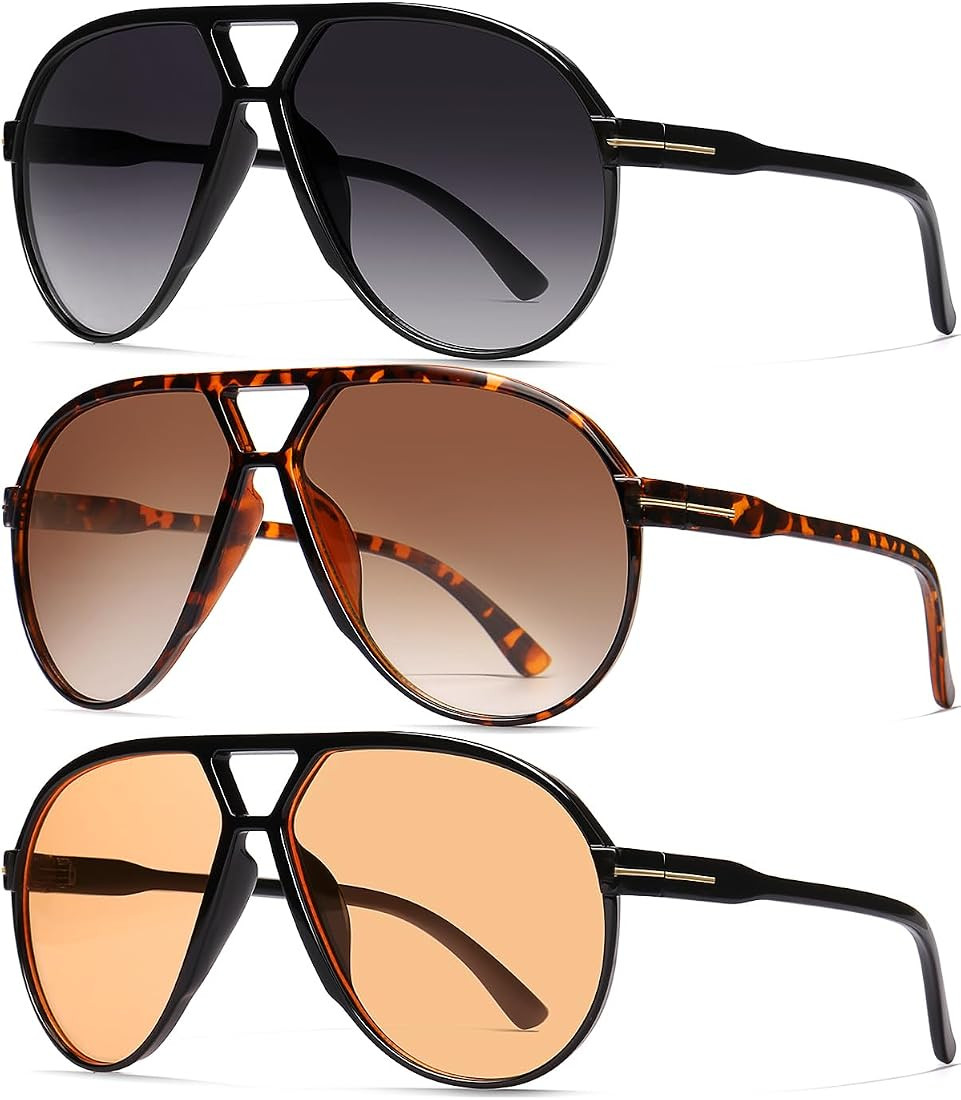 Oversized Aviator Sunglasses for Women Men Retro 70s Shield Sun Glasses UV400 Protection | Amazon (US)
