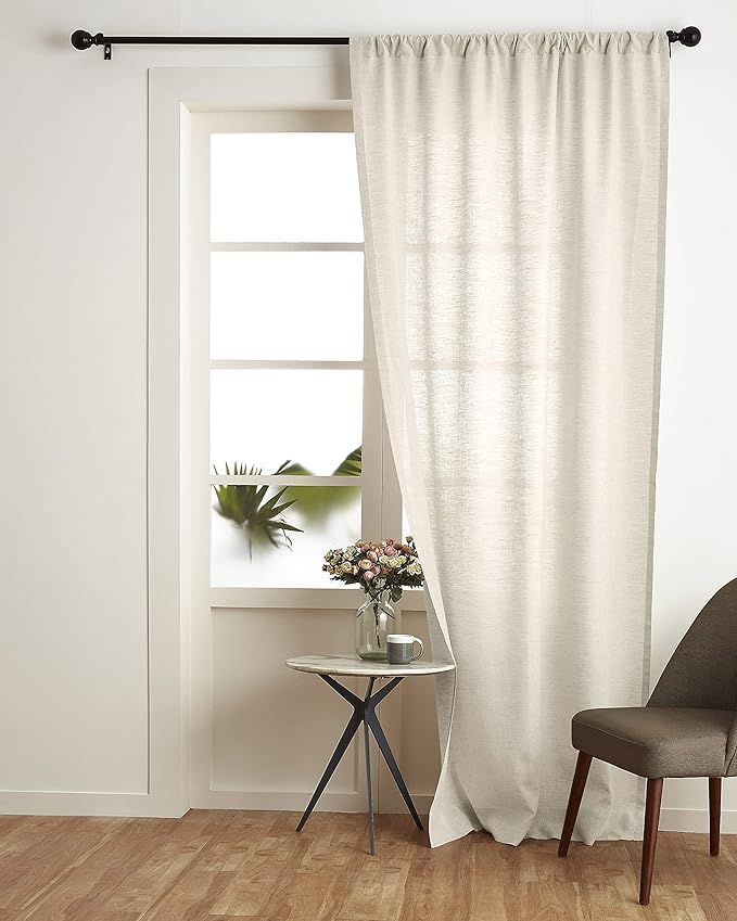 Solino Home 100% Linen Curtain – 52 x 84 Inch Light Natural Lightweight Rod Pocket Curtain, 100... | Amazon (US)