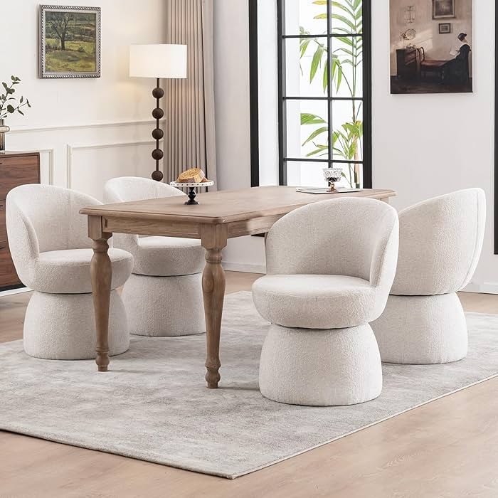 Kidol & Shellder Swivel Dining Chair 4 PCS Modern Comfy Upholstered Single Sofa Armless Barrel Si... | Amazon (US)
