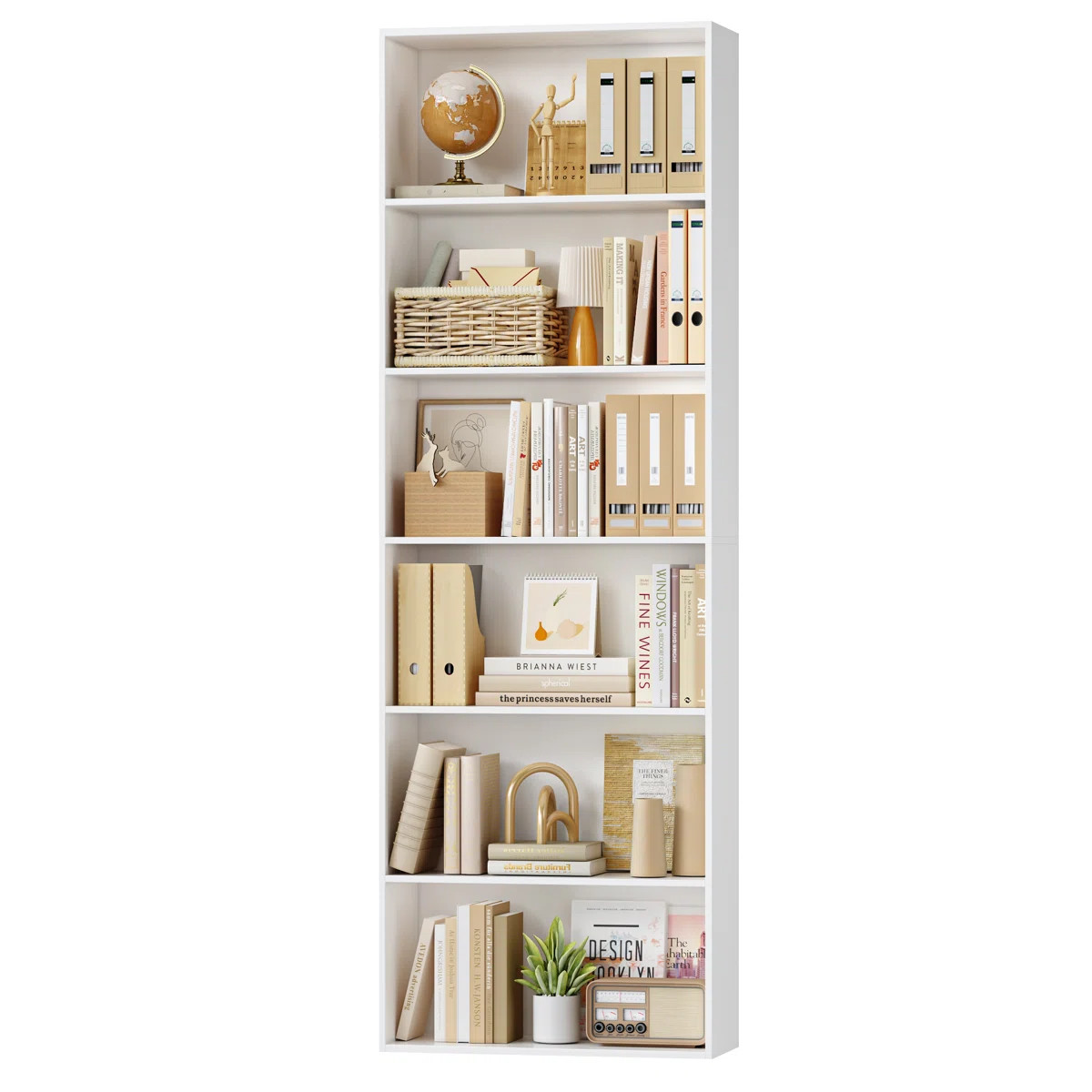 Langner 70.8" H x 23.6" W Standard Bookcase, 6-Tier Open Bookcase and Bookshelf, Freestanding Dis... | Wayfair North America