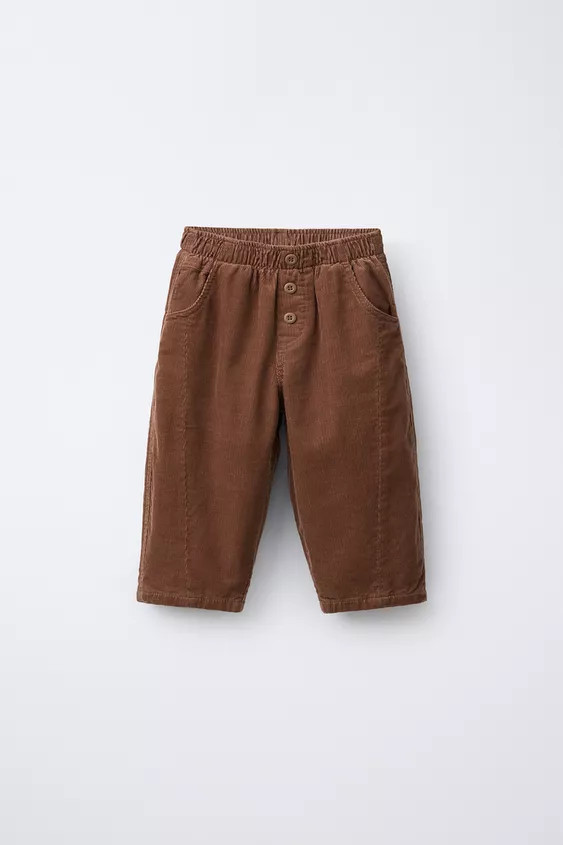 LINED CORDUROY PANTS WITH BUTTONS | Zara US