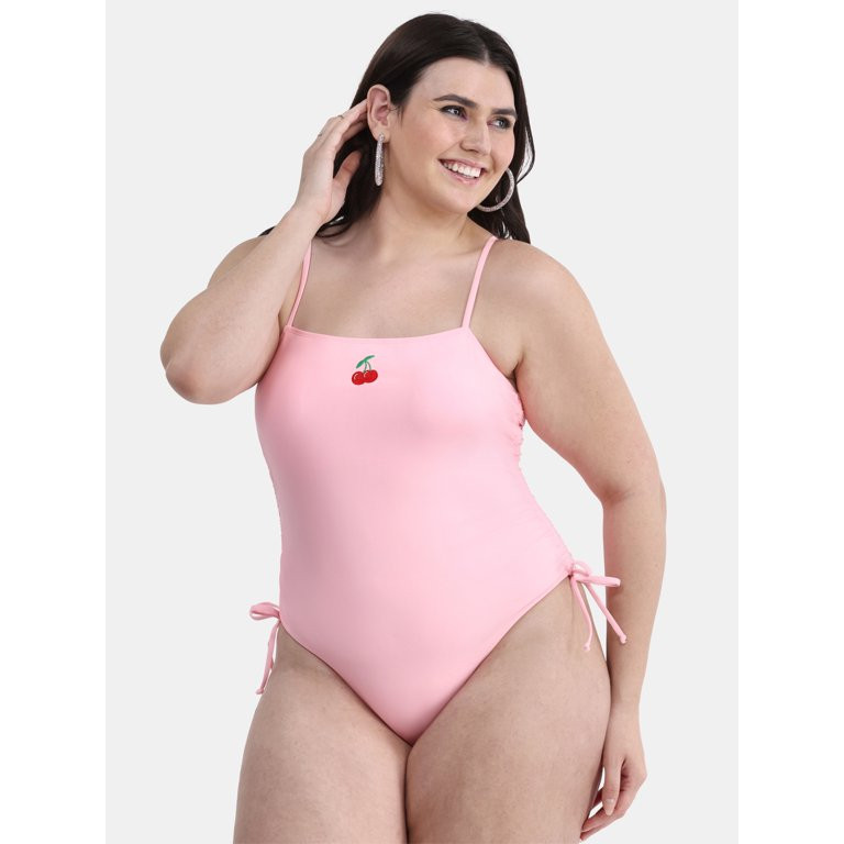 No Boundaries Cinched High Leg One Piece Swimsuit, Women's | Walmart (US)