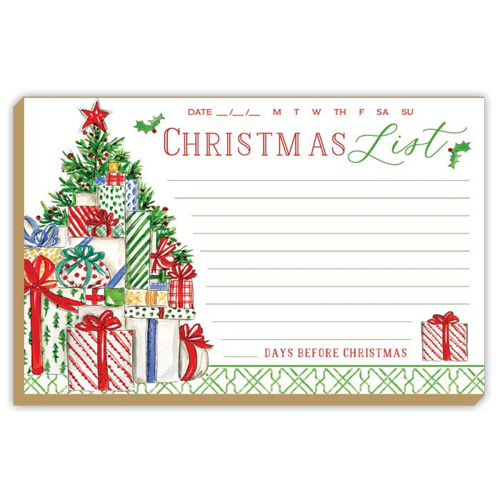 Christmas List Handpainted Tree with Packages Luxe Large Pad | Rosanne Beck Collections