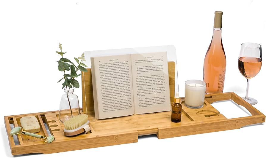 Luxe Lily Bathtub Caddy Tray | Holds Book Open with Removable Water Shield | Bath Tub Tray Table ... | Amazon (US)
