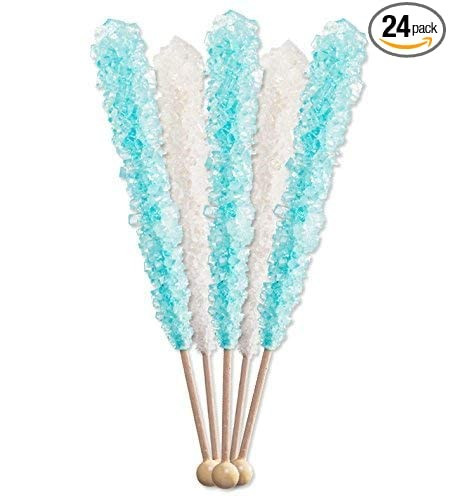 Light Blue and White Rock Candy Crystal Sticks - 24 Indiv. Wrapped - Cotton Candy & Original Suga... | Amazon (US)