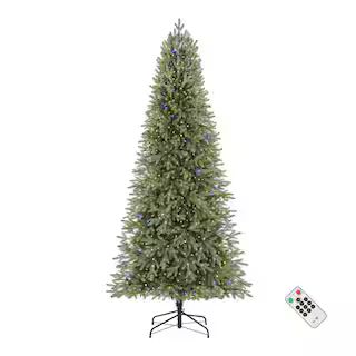 7.5 ft. Pre-Lit LED Jackson Noble Fir Slim Artificial Christmas Tree | The Home Depot
