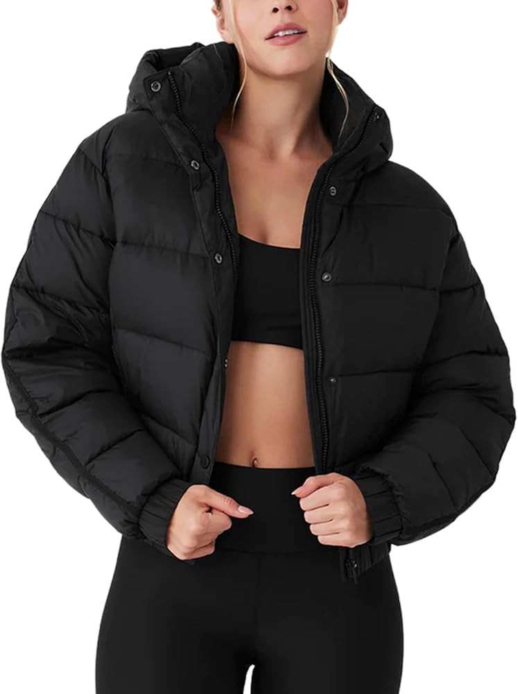 Gihuo Women's Cropped Puffer Jacket Hooded Zip Up Stand Collar Padded Coat Winter Quilted Jackets... | Amazon (US)