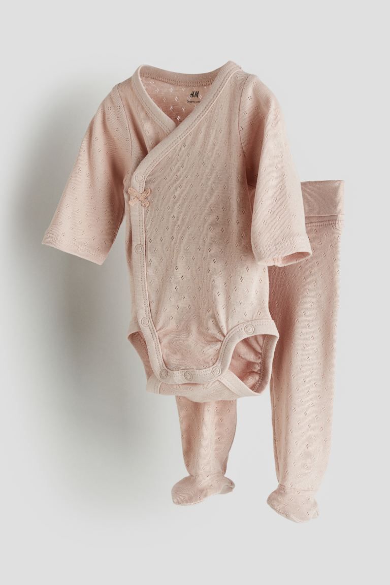2-piece Cotton Set - Dusty pink - Kids | H&M US | H&M (US + CA)